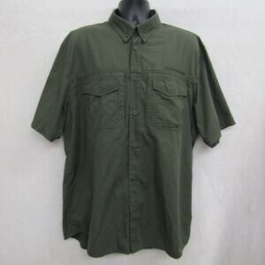Mens Green Shirt 2X Large Short Sleeve Collare Business Casual Preppy